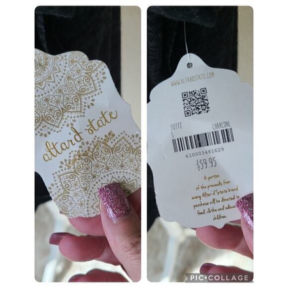 Altard State Cowl Neck Oversized Top Small Boxy Black Boho Raw Seams NEW - Picture 8 of 9